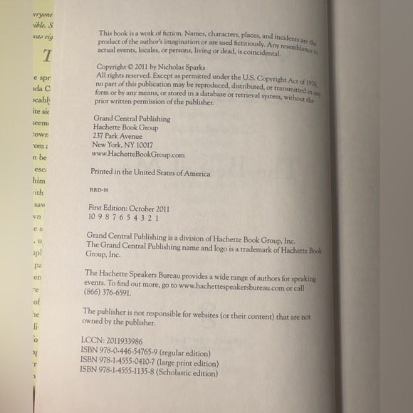 Nicholas Sparks The Best of Me First Edition October 2011 - Picture 3 of 6